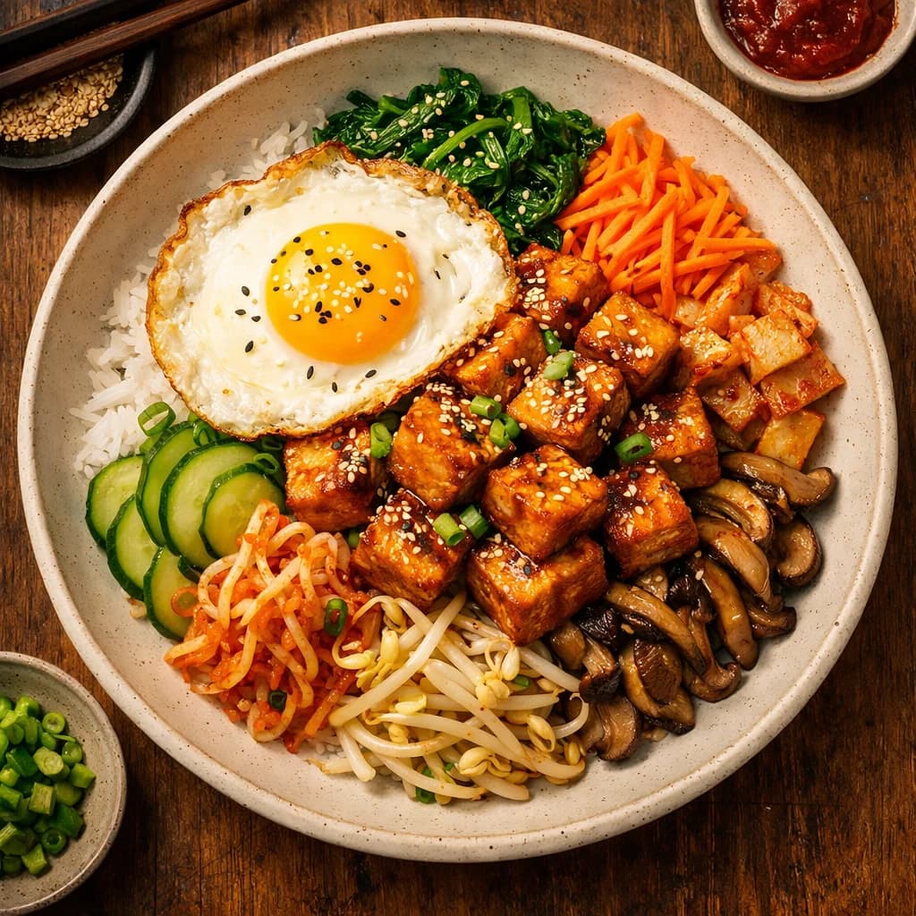 Sizzling Tofu Bibimbap Bowl recipe