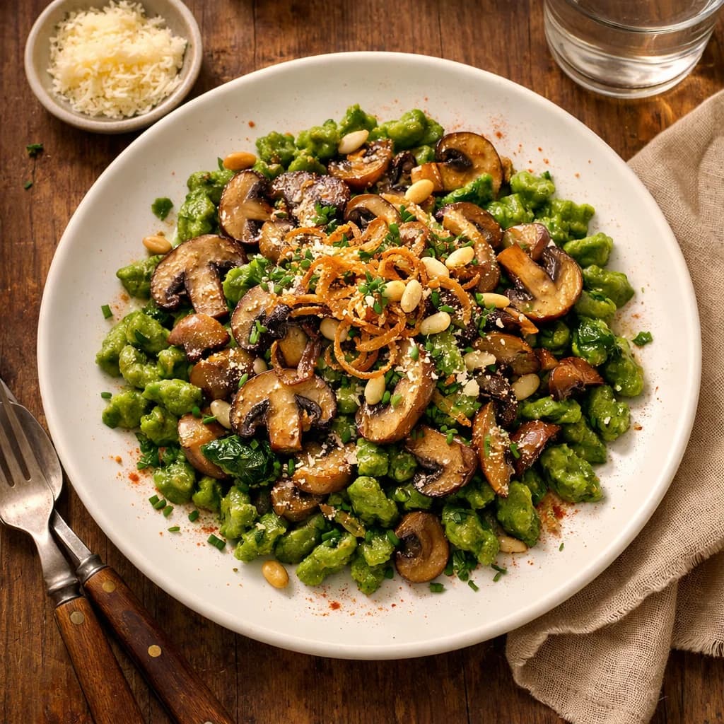 Smoky Mushroom and Spinach Spaetzle recipe