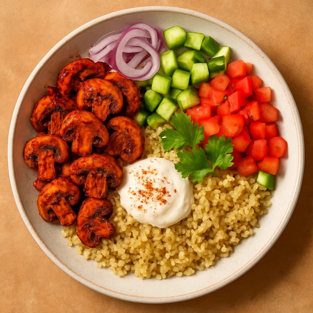 Smoky Tandoori Mushroom Quinoa Bowl recipe