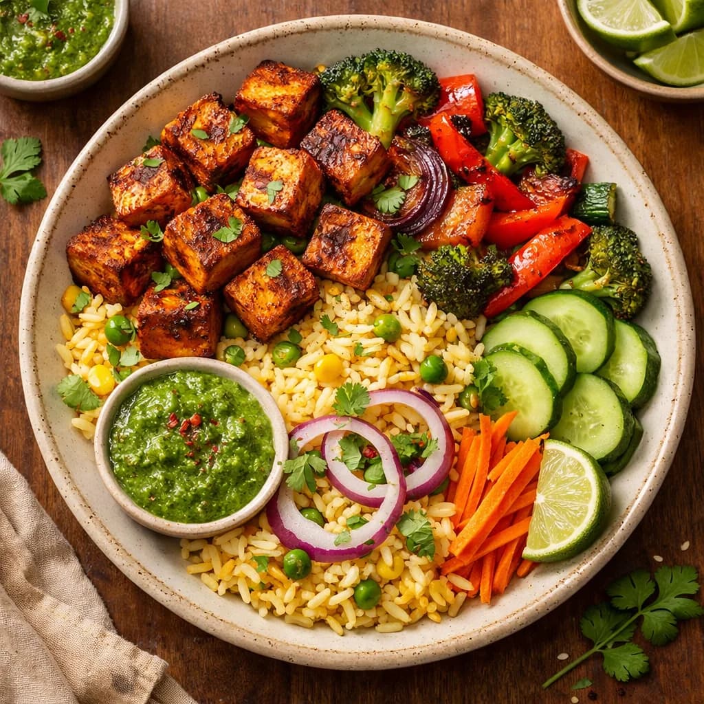 Smoky Tofu and Vegetable Rice Bowl recipe