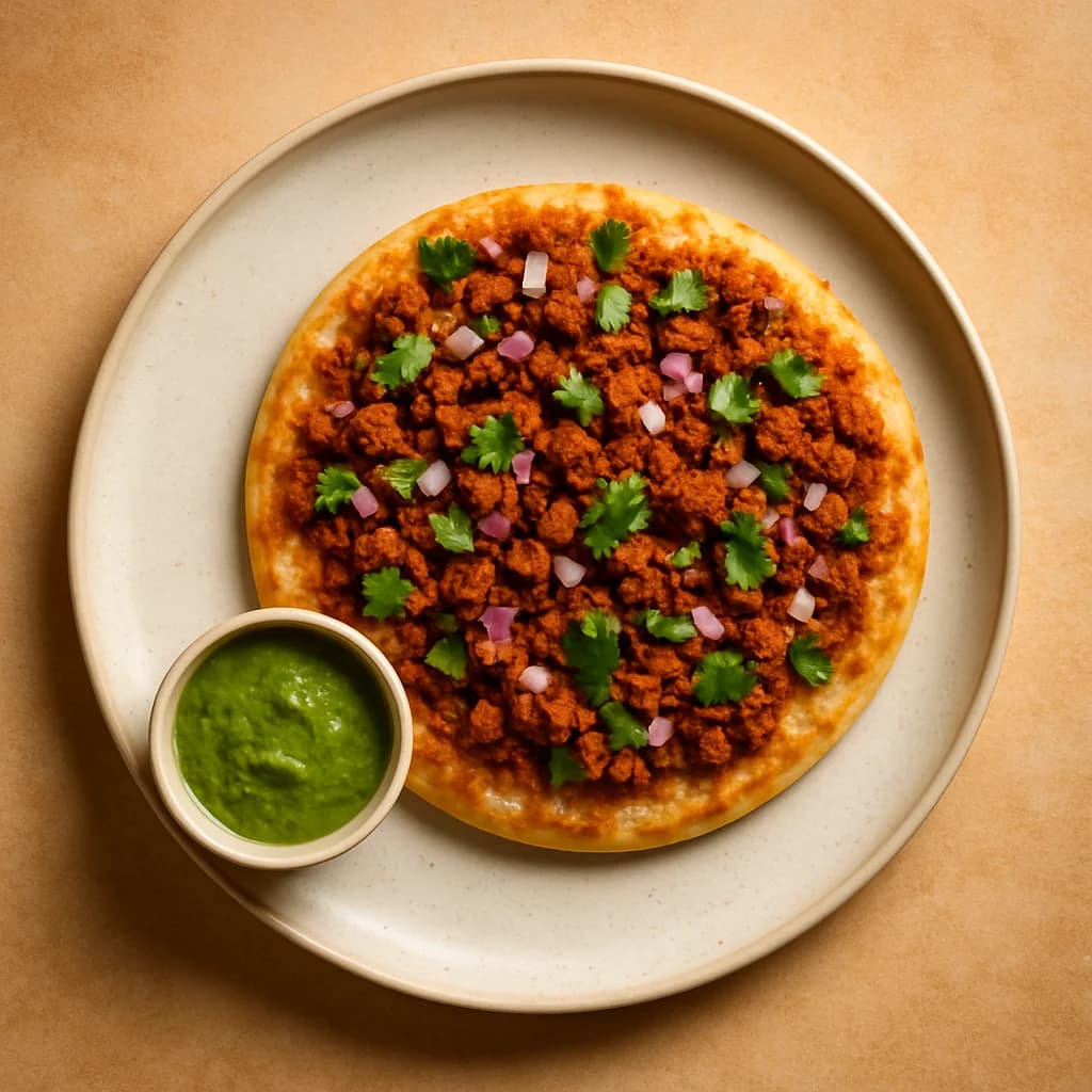 Spiced Chicken Keema Uttapam recipe