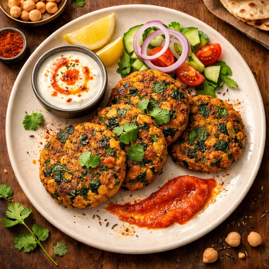 Spiced Chickpea and Spinach Cutlets recipe