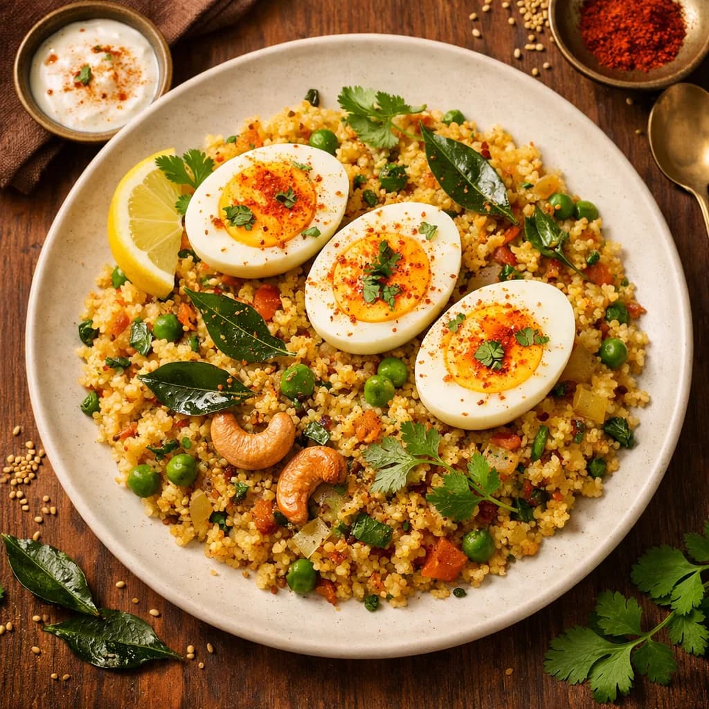 Spiced Egg and Millet Upma recipe