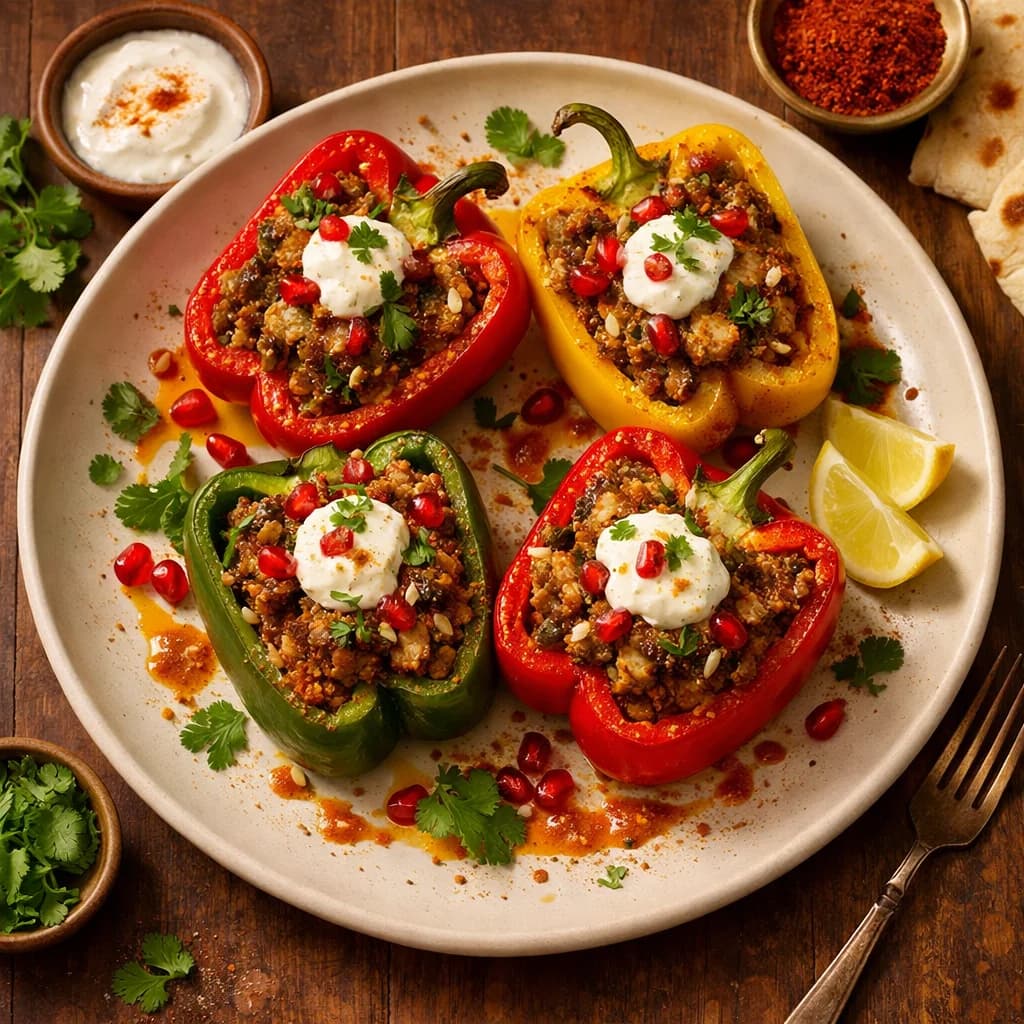 Spiced Lamb-Stuffed Bell Peppers recipe