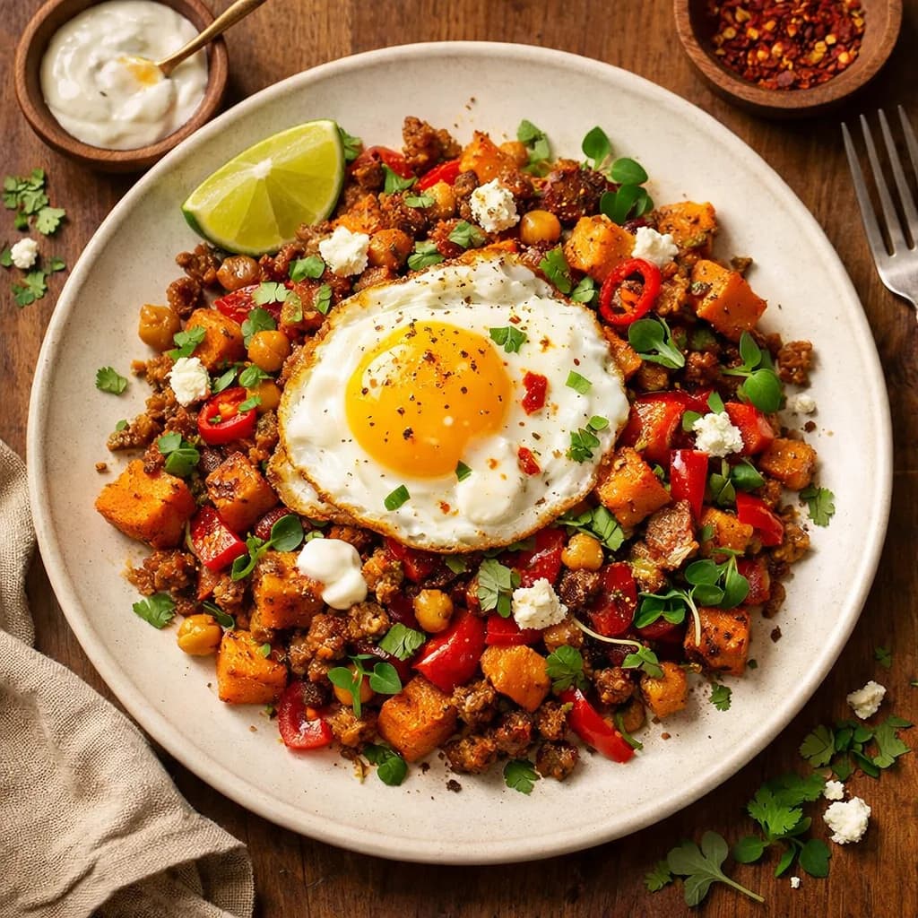 Spiced Lamb and Sweet Potato Hash recipe