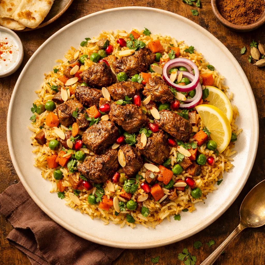 Spiced Lamb and Vegetable Pilaf recipe