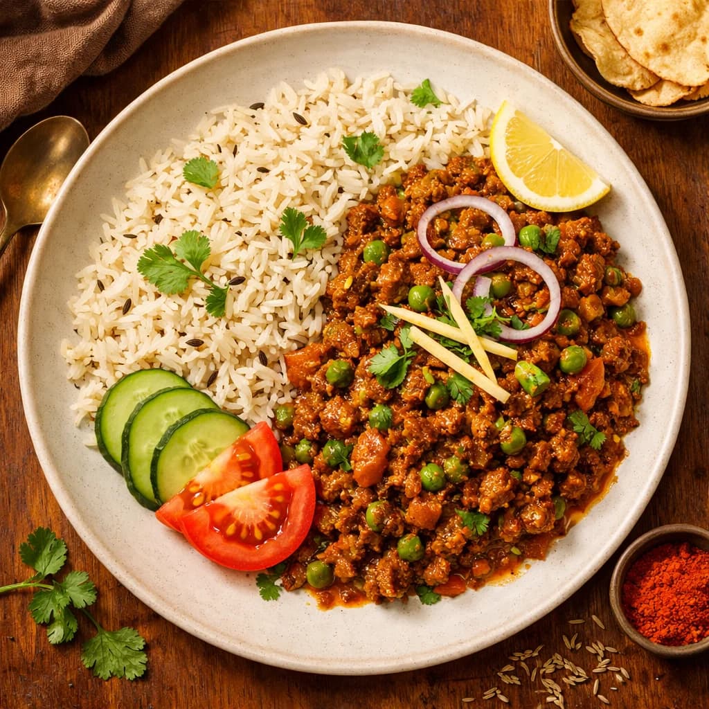 Spiced Lamb Keema with Jeera Rice recipe