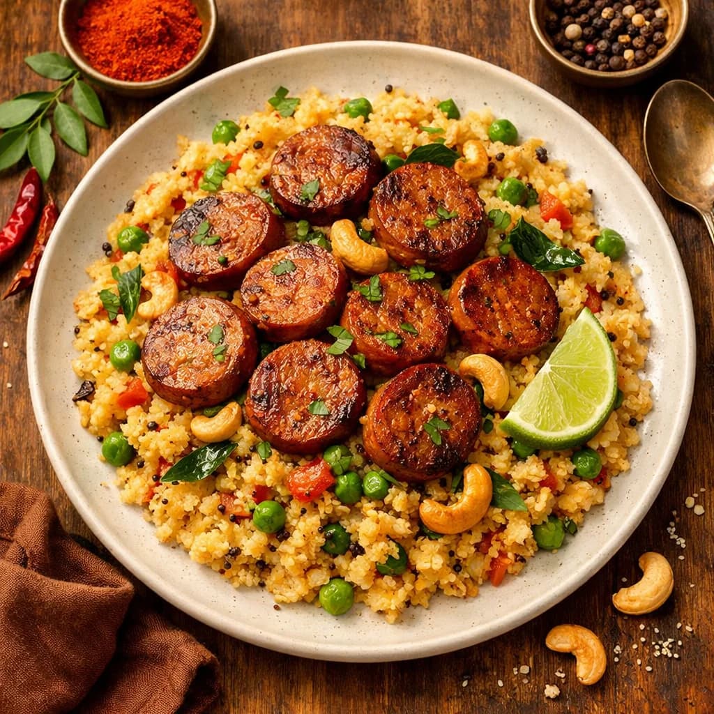 Spiced Mutton Sausage Upma recipe