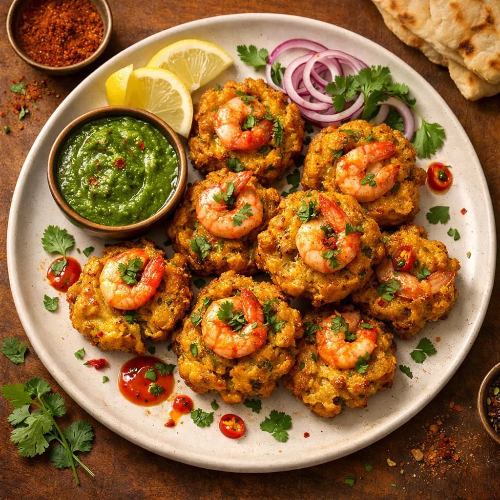 Spiced Prawn and Besan Fritters recipe