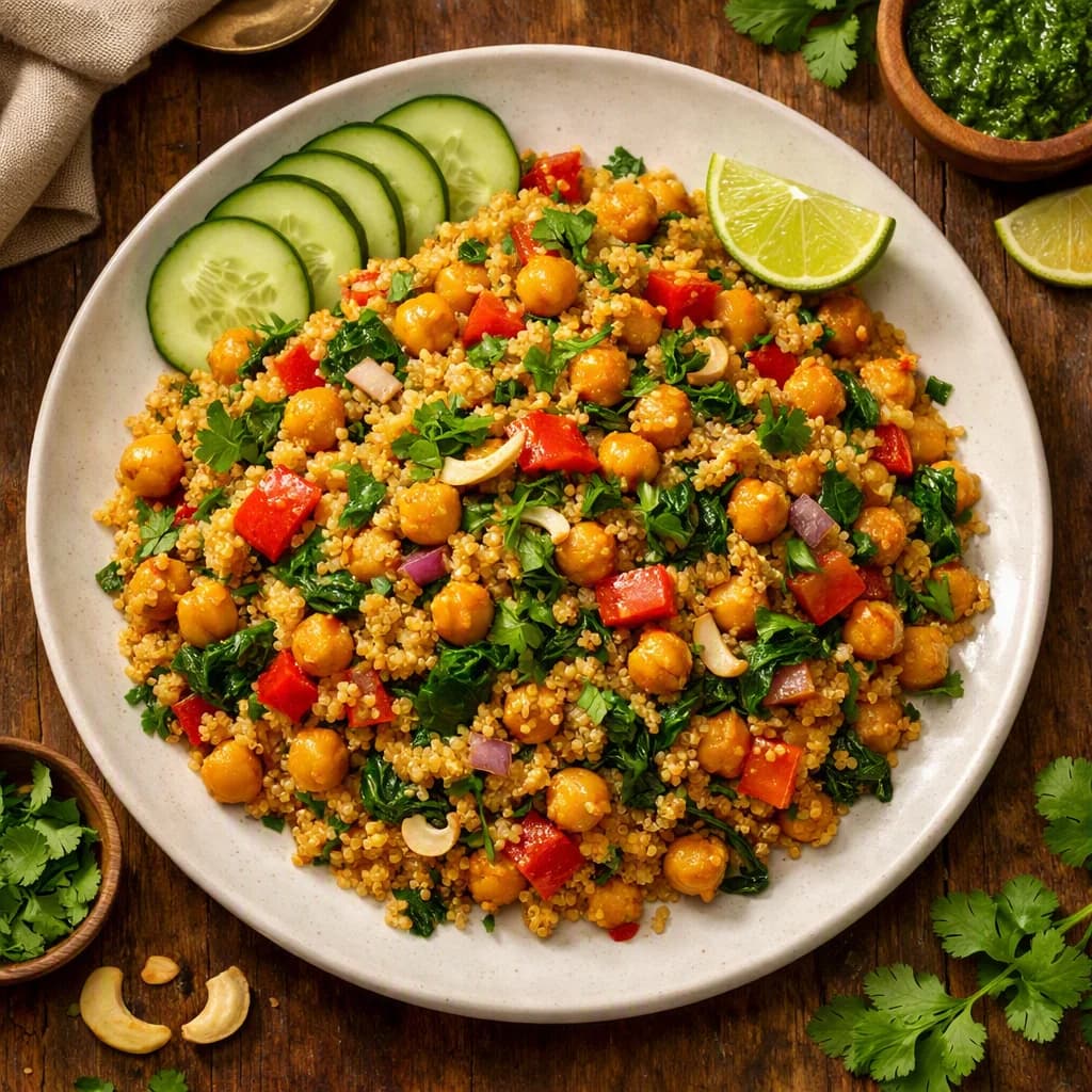 Spiced Quinoa and Chickpea Stir Fry recipe