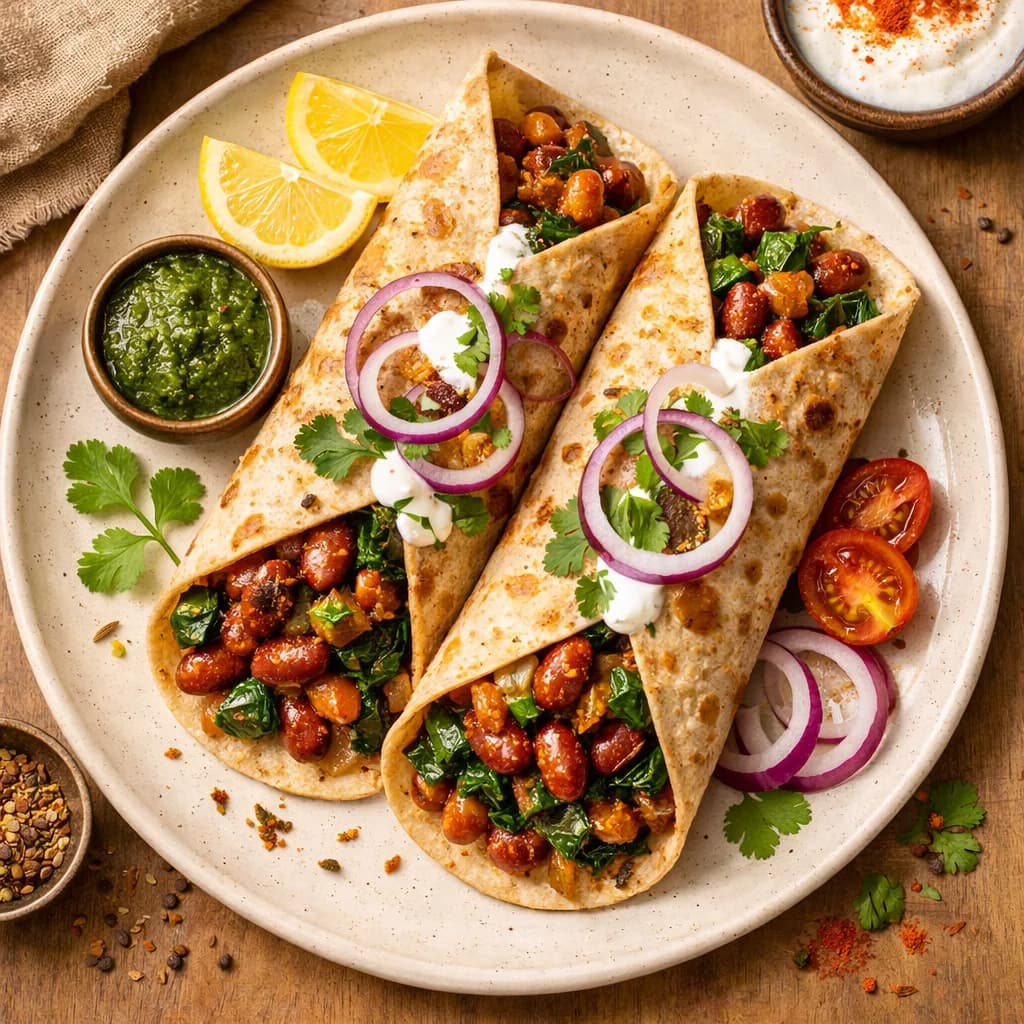 Spiced Rajma and Spinach Wraps recipe