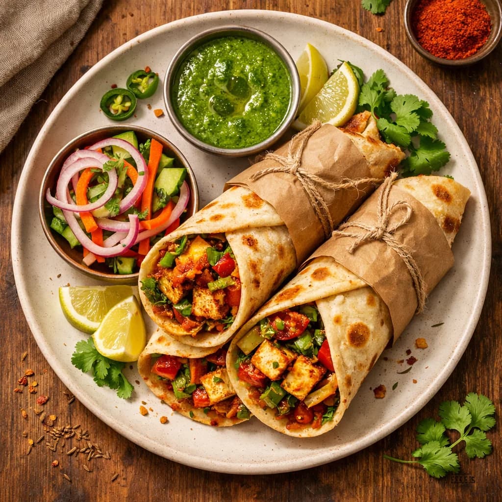 Spiced Tofu & Vegetable Kathi Rolls recipe
