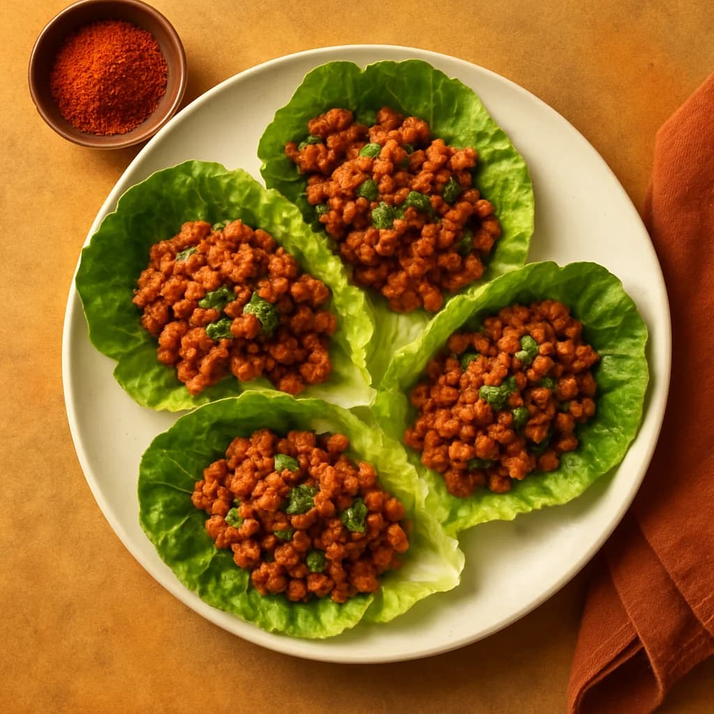 Spicy Chicken Mince Lettuce Wraps recipe