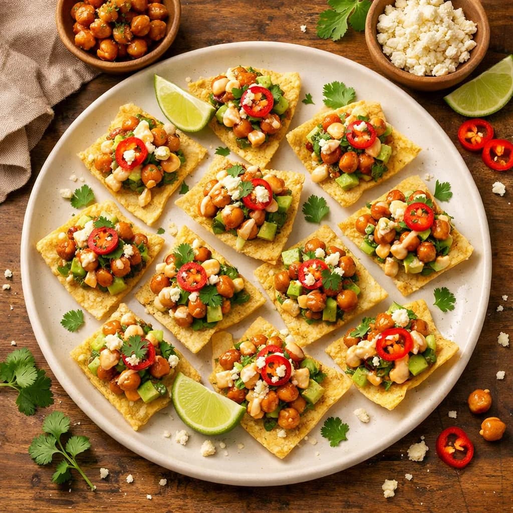 Spicy Chickpea Avocado Nacho Bites recipe