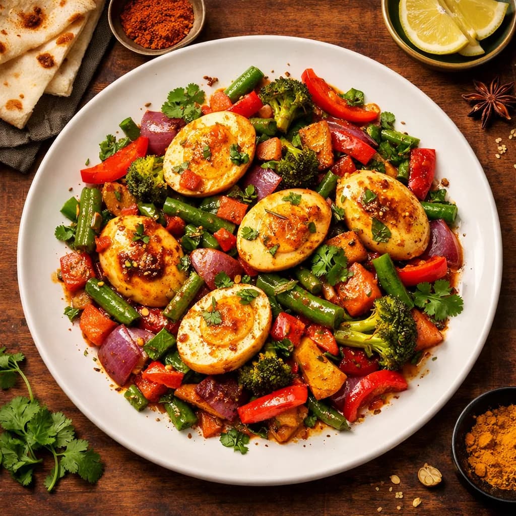Spicy Egg and Vegetable Stir Fry recipe