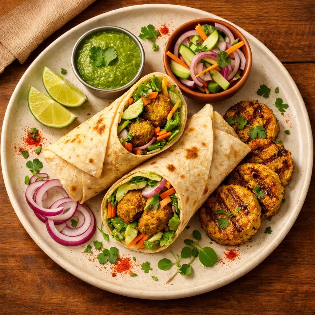 Spicy Moong Dal Tikka Wrap recipe