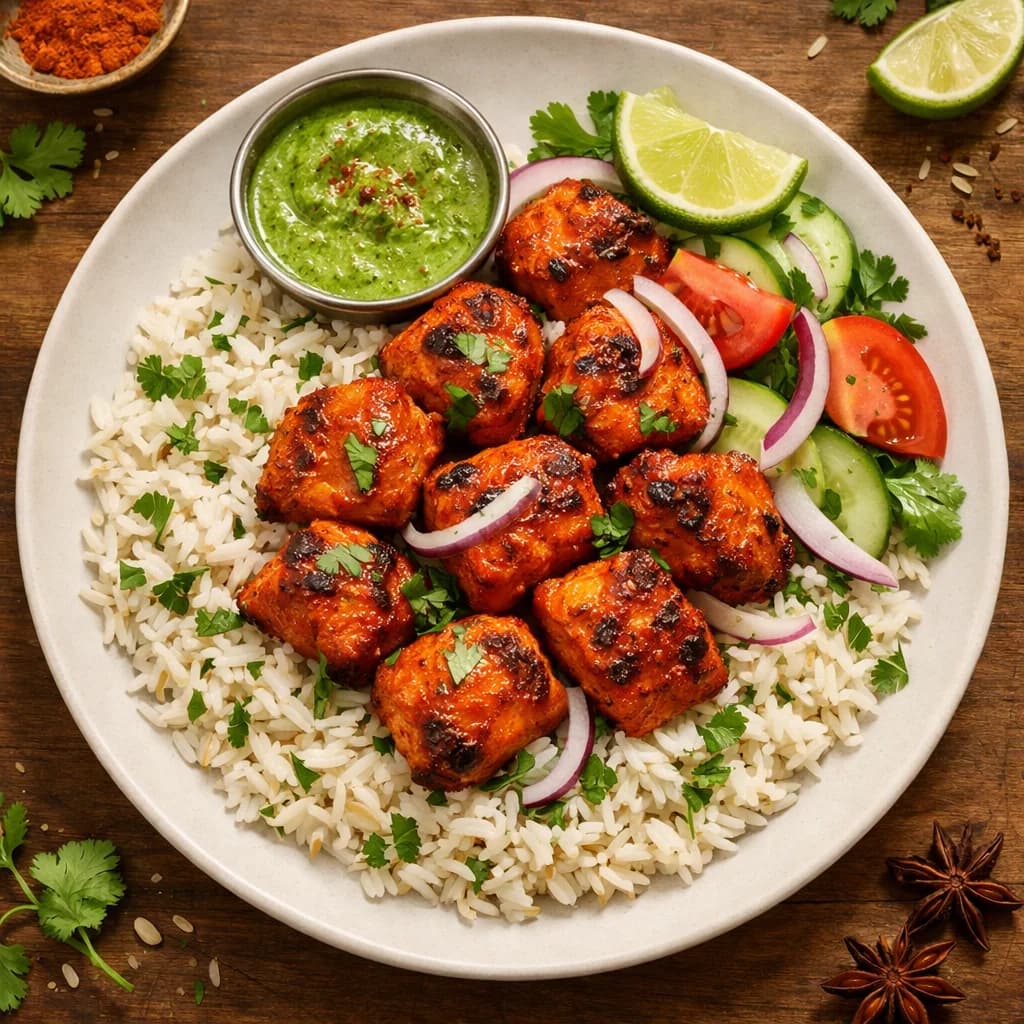 Tandoori Chicken Bites with Rice recipe