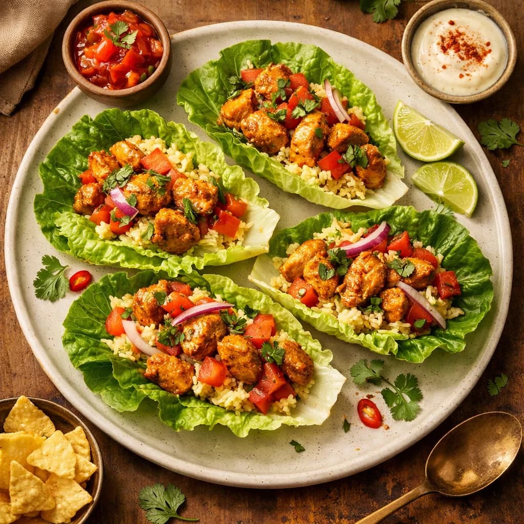 Tangy Chicken Rice Lettuce Wraps recipe