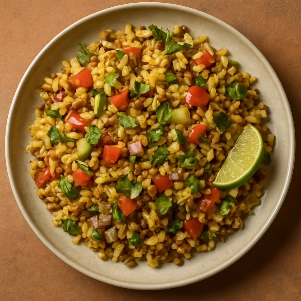 Tangy Lentil Rice Salad recipe