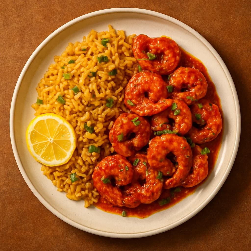 Tangy Prawns with Masala Rice recipe