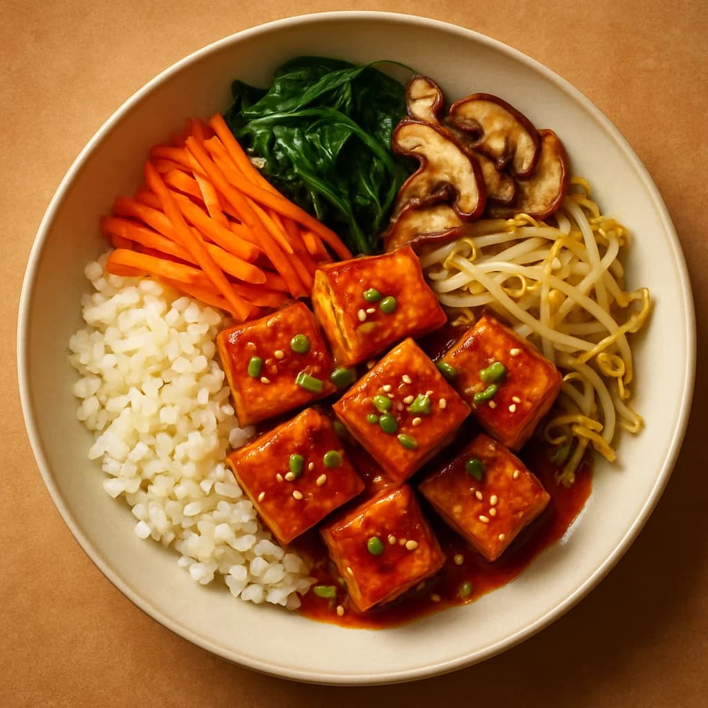 Tangy Tofu Bibimbap Bowl recipe