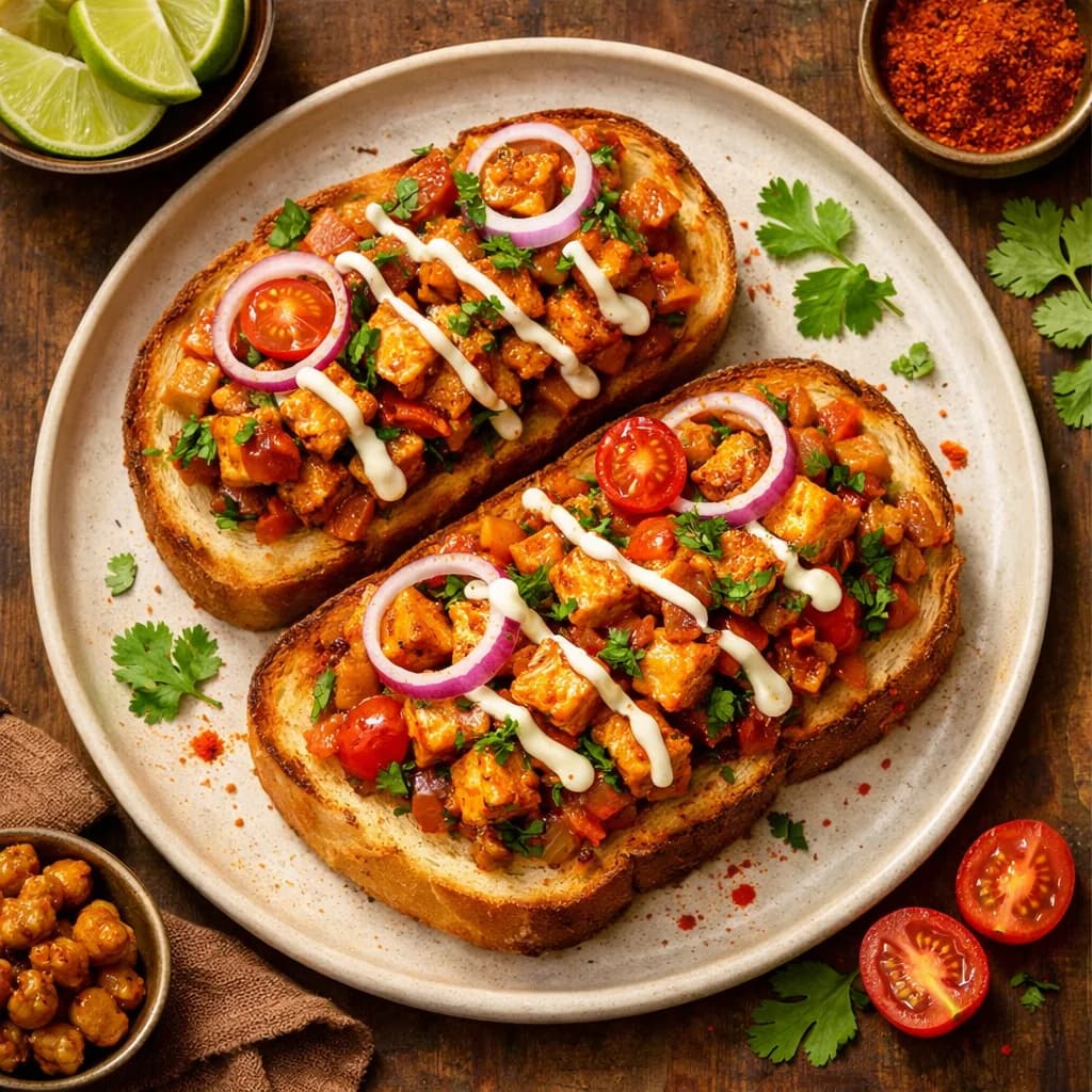 Tangy Tofu Masala Toast recipe