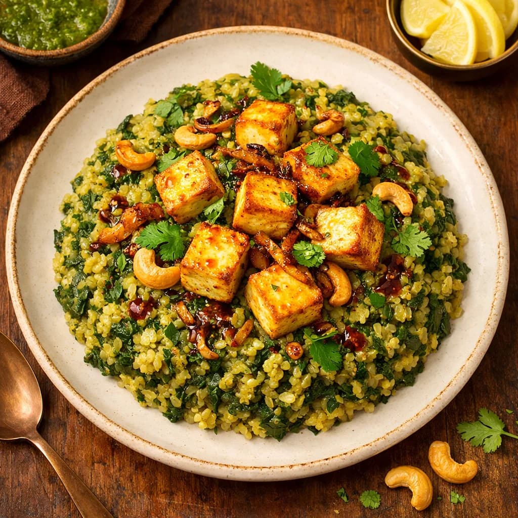 Tofu and Spinach Khichdi recipe