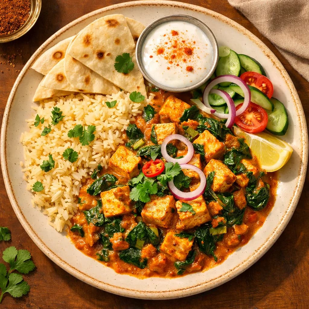 Tofu and Spinach Masala Bowl recipe