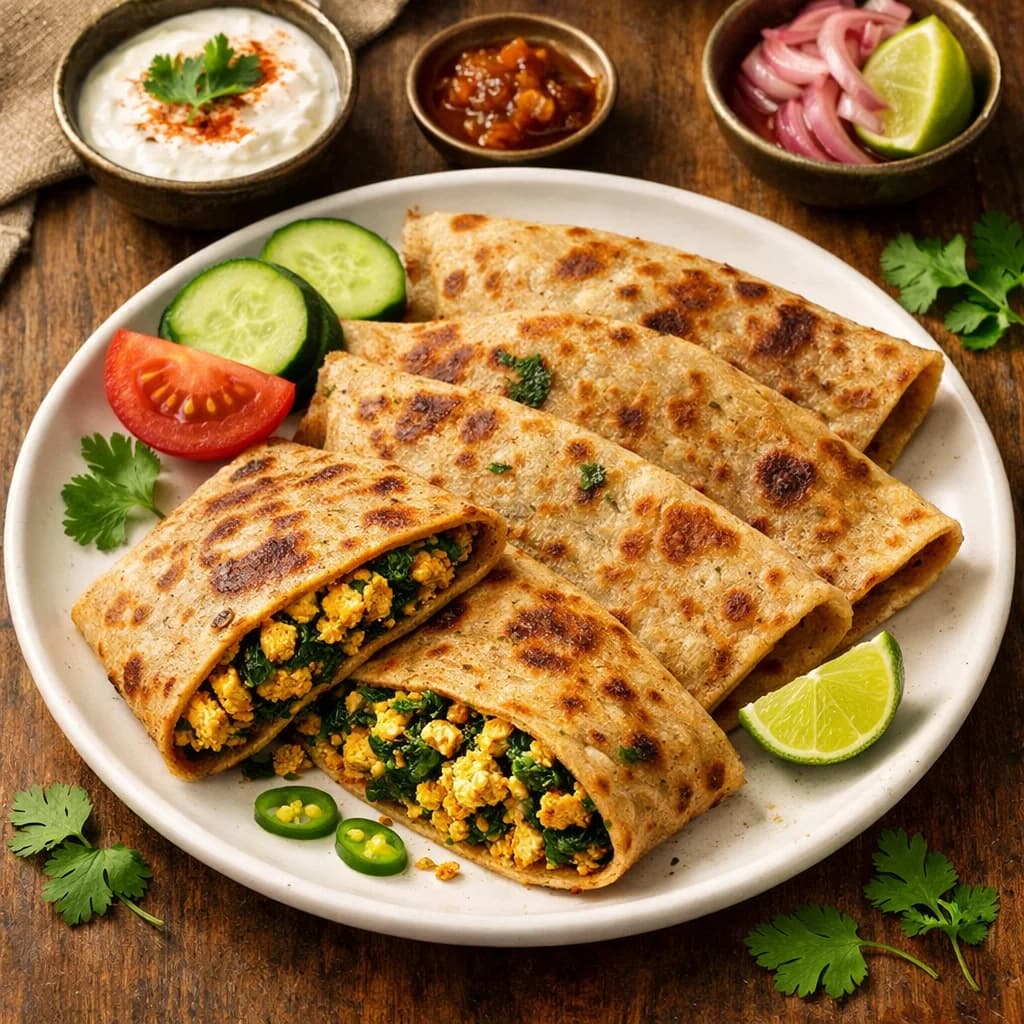 Tofu and Spinach Stuffed Parathas recipe