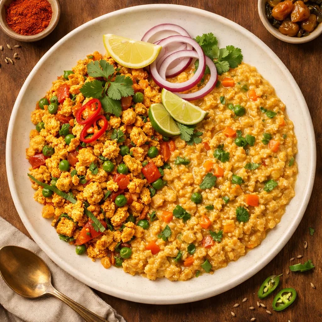 Tofu Bhurji with Masala Oats recipe