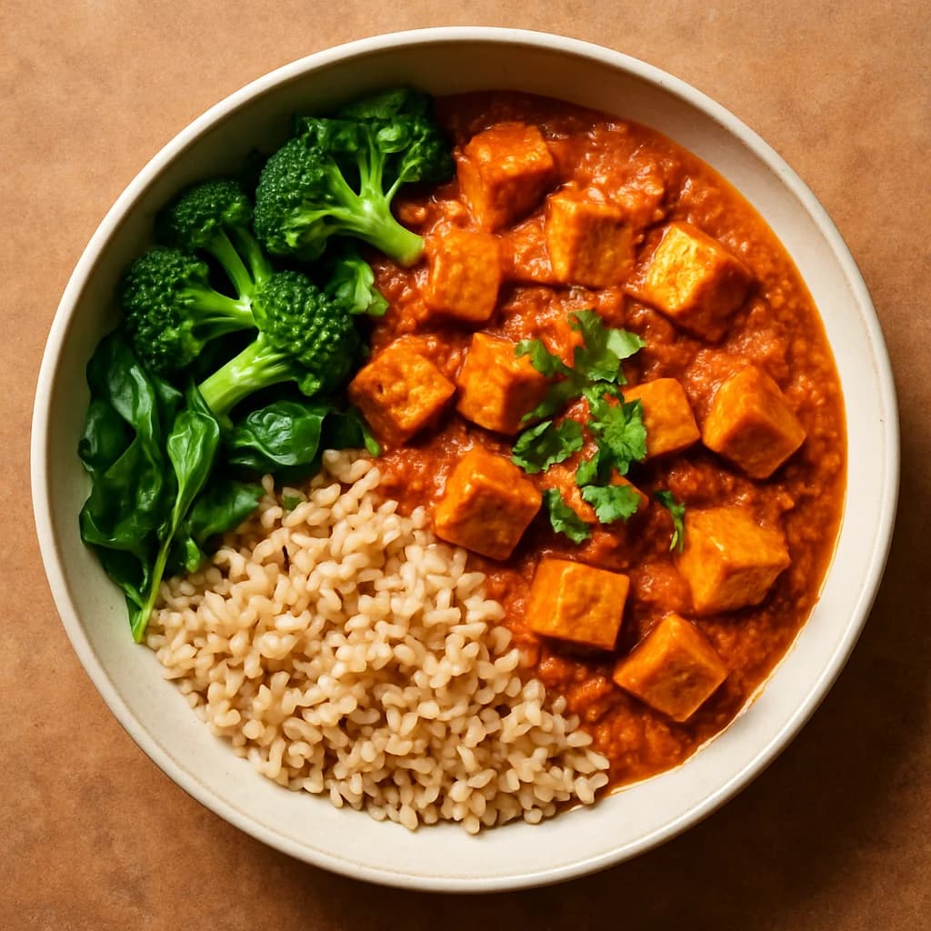 Tofu Kolhapuri Rice Bowl recipe