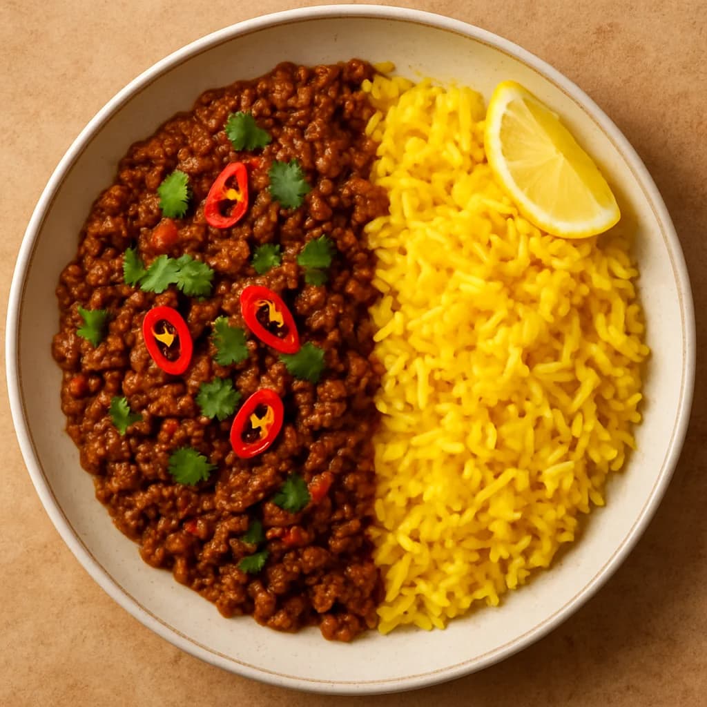 Zesty Lamb Keema with Turmeric Rice recipe