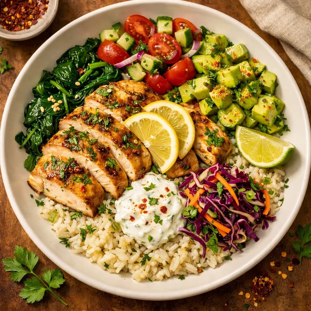 Zesty Lemon Herb Chicken Rice Bowl recipe