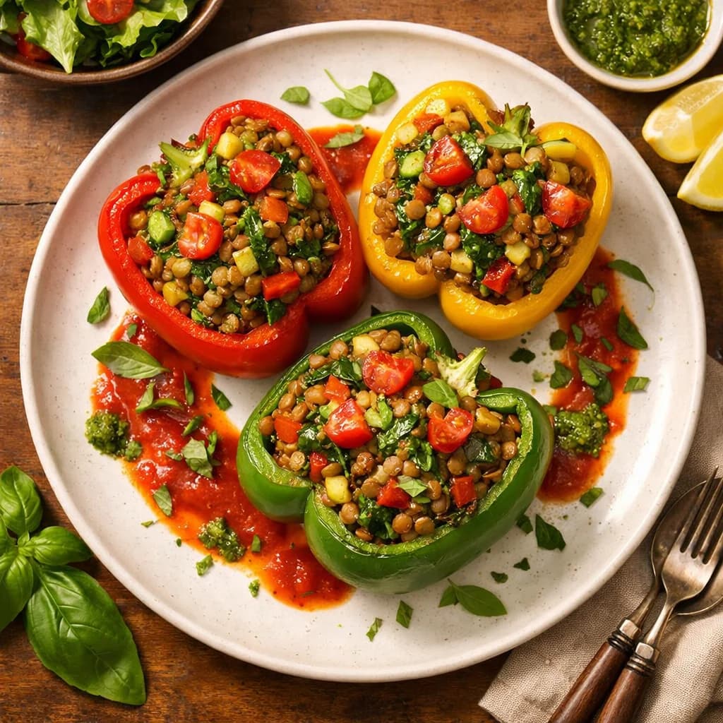 Zesty Lentil-Stuffed Bell Peppers recipe