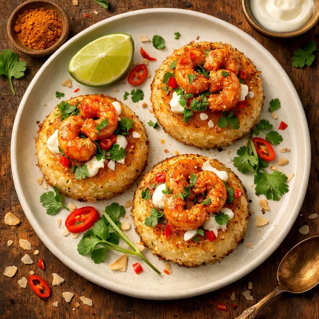 Zesty Prawn and Coconut Rice Cakes recipe
