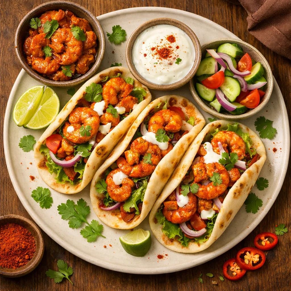 Zesty Prawn Masala Wraps recipe