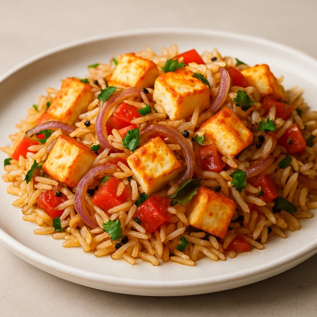 Vegetarian Chettinad Paneer Pulao recipe
