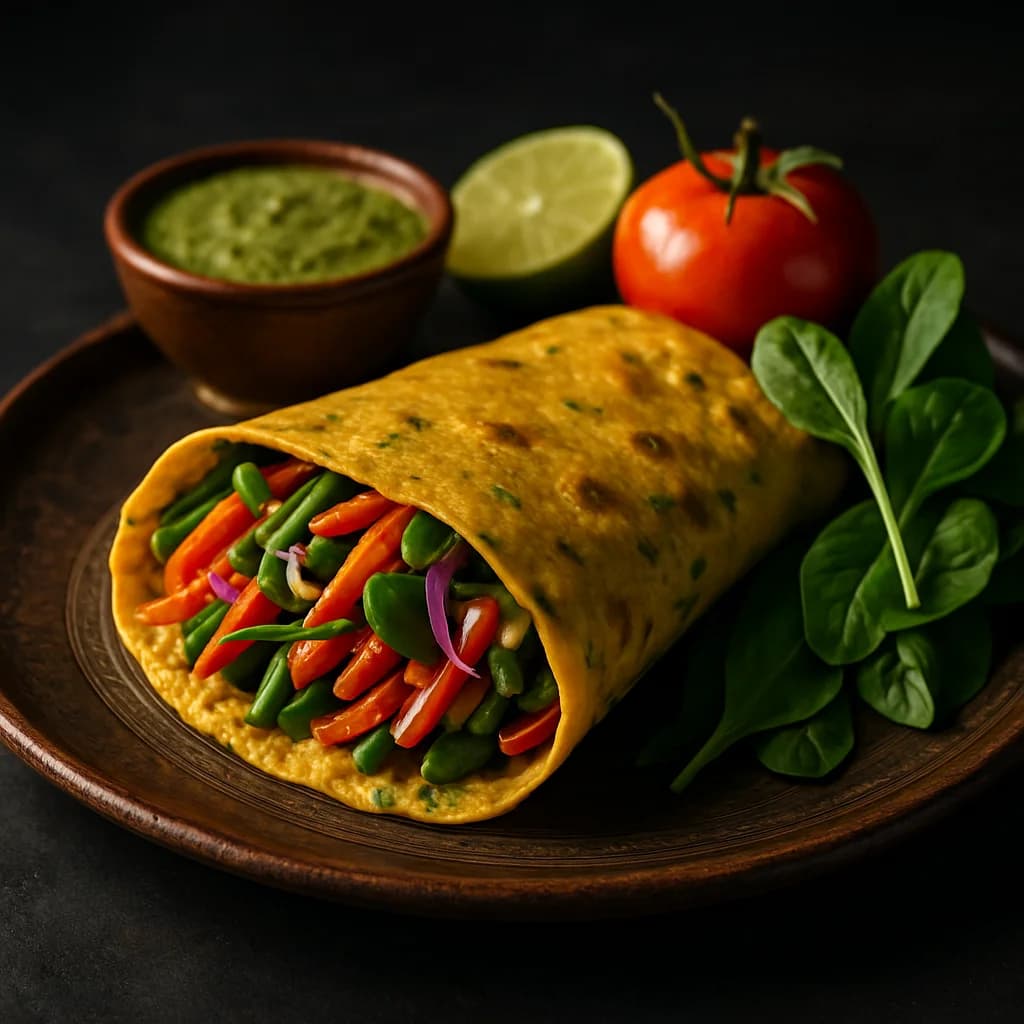 Wholesome Vegetable Besan Chilla Wrap recipe