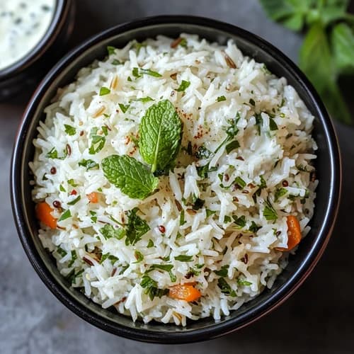 Mint Rice With Raita recipe