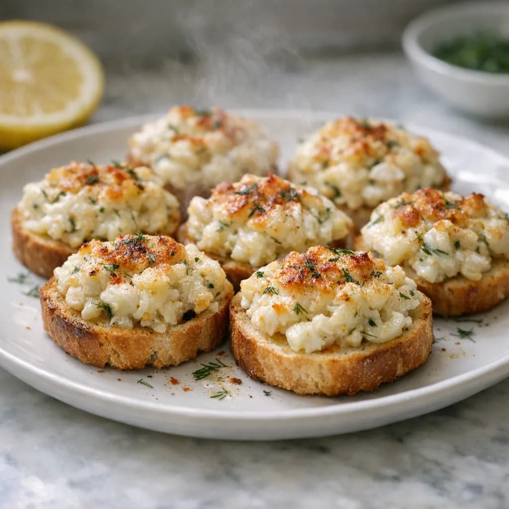 Baked Crab and Dill Canapés recipe