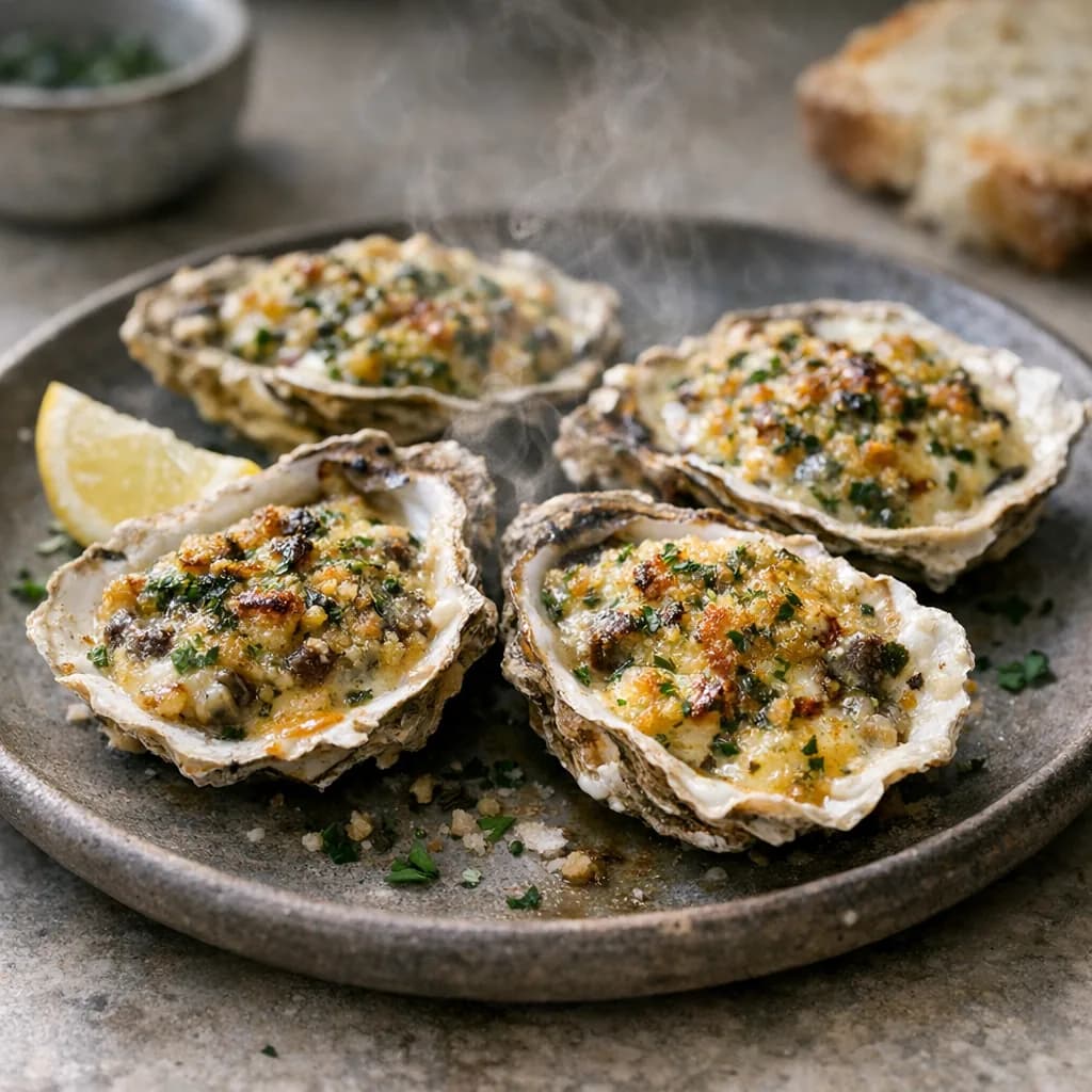 Baked Oysters with Herb Crust recipe
