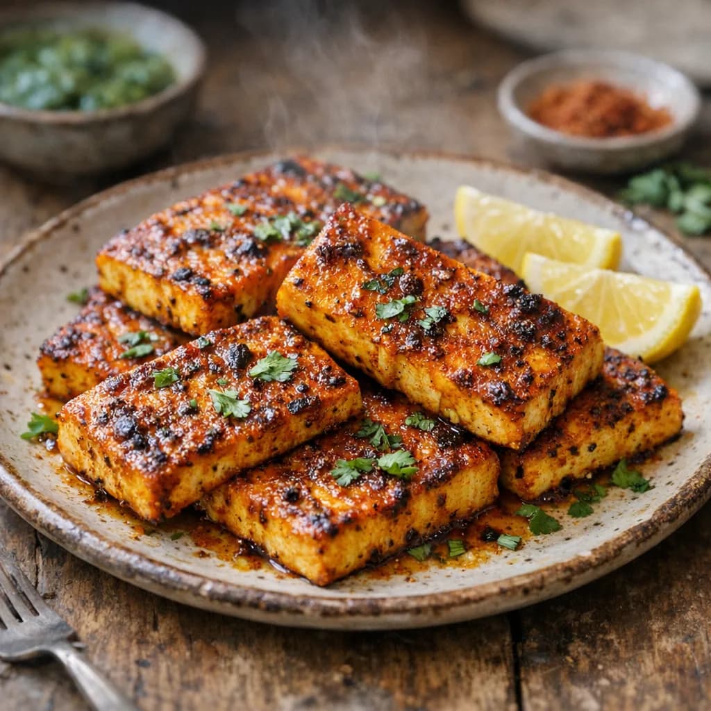 Baked Spiced Paneer Steaks recipe
