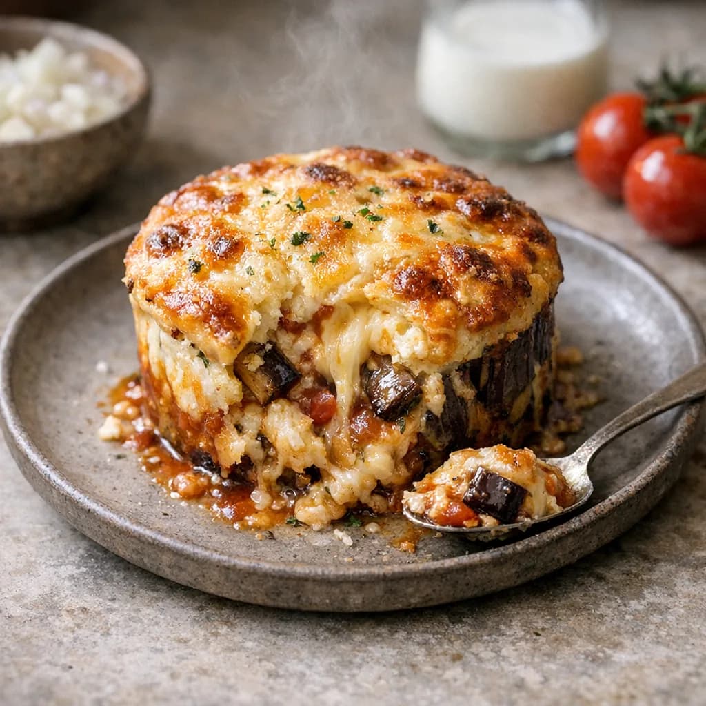Cheesy Eggplant Dinner Soufflé recipe