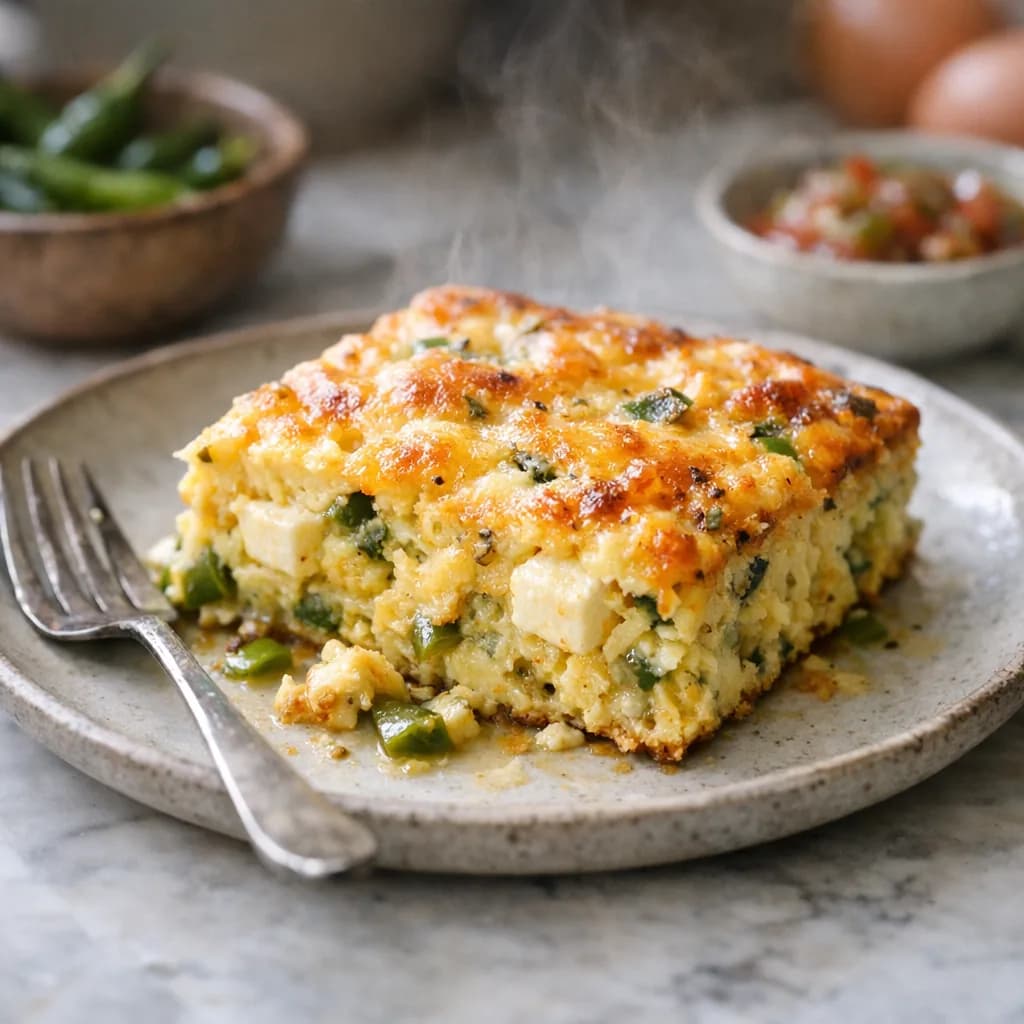 Cheesy Green Chili Cottage Bake recipe