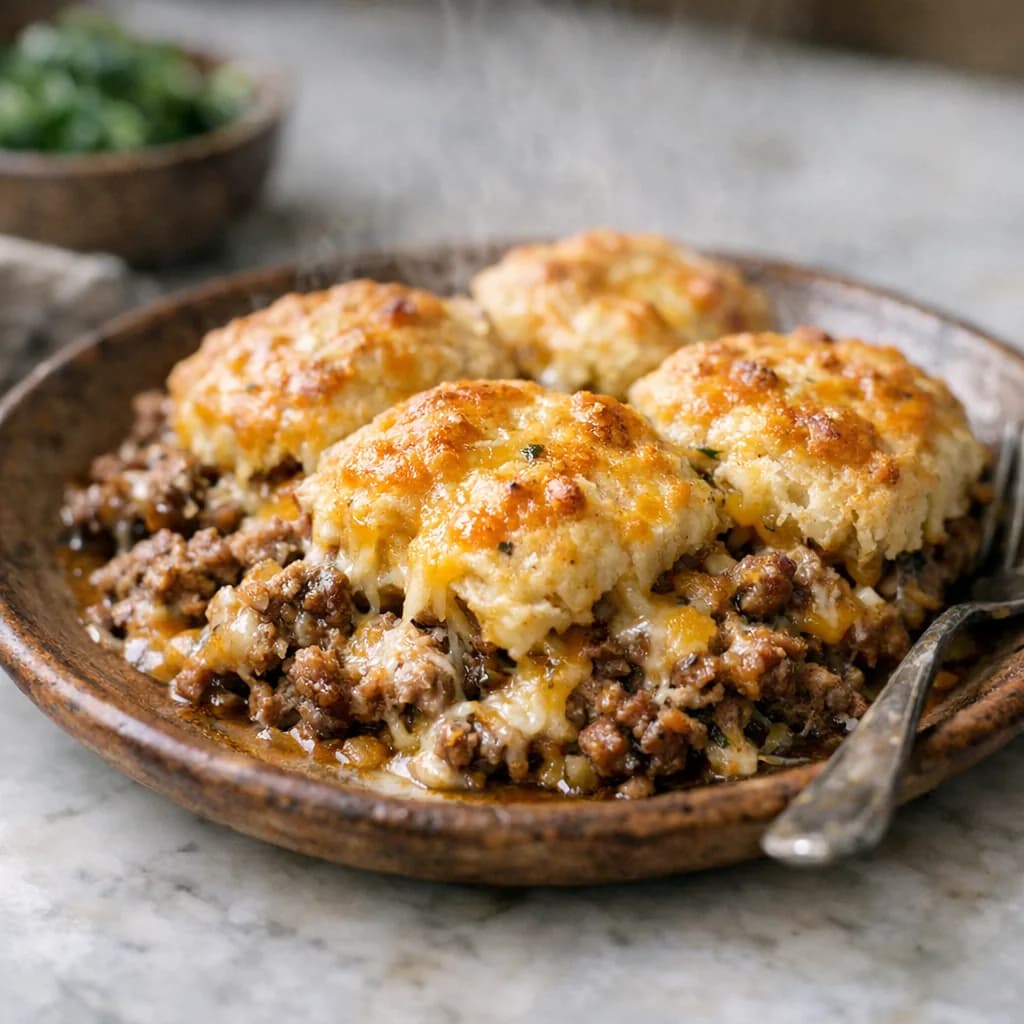 Cheesy Lamb Biscuit Bake recipe