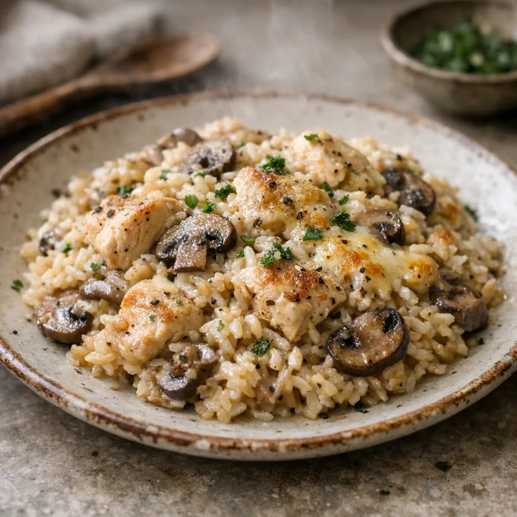 Creamy Mushroom Rice Bake recipe