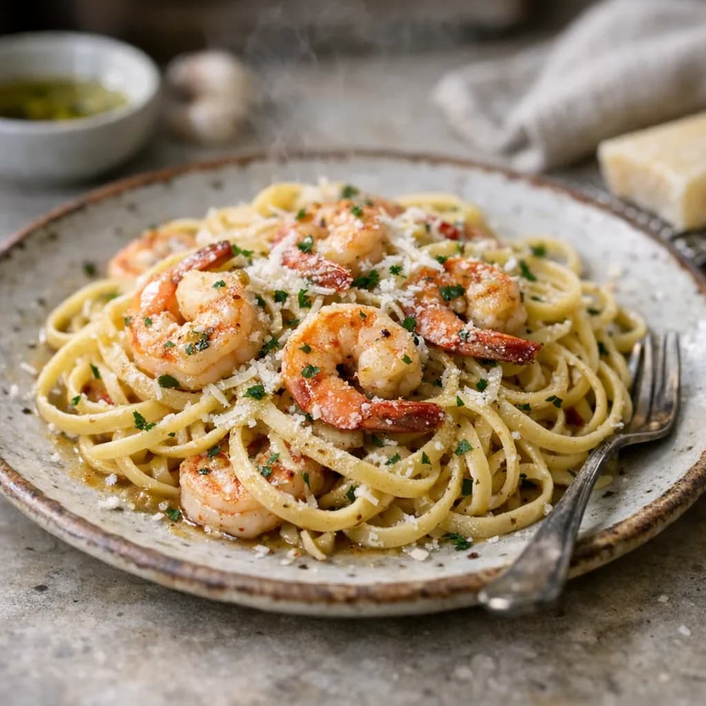 Garlic Butter Shrimp Linguine recipe