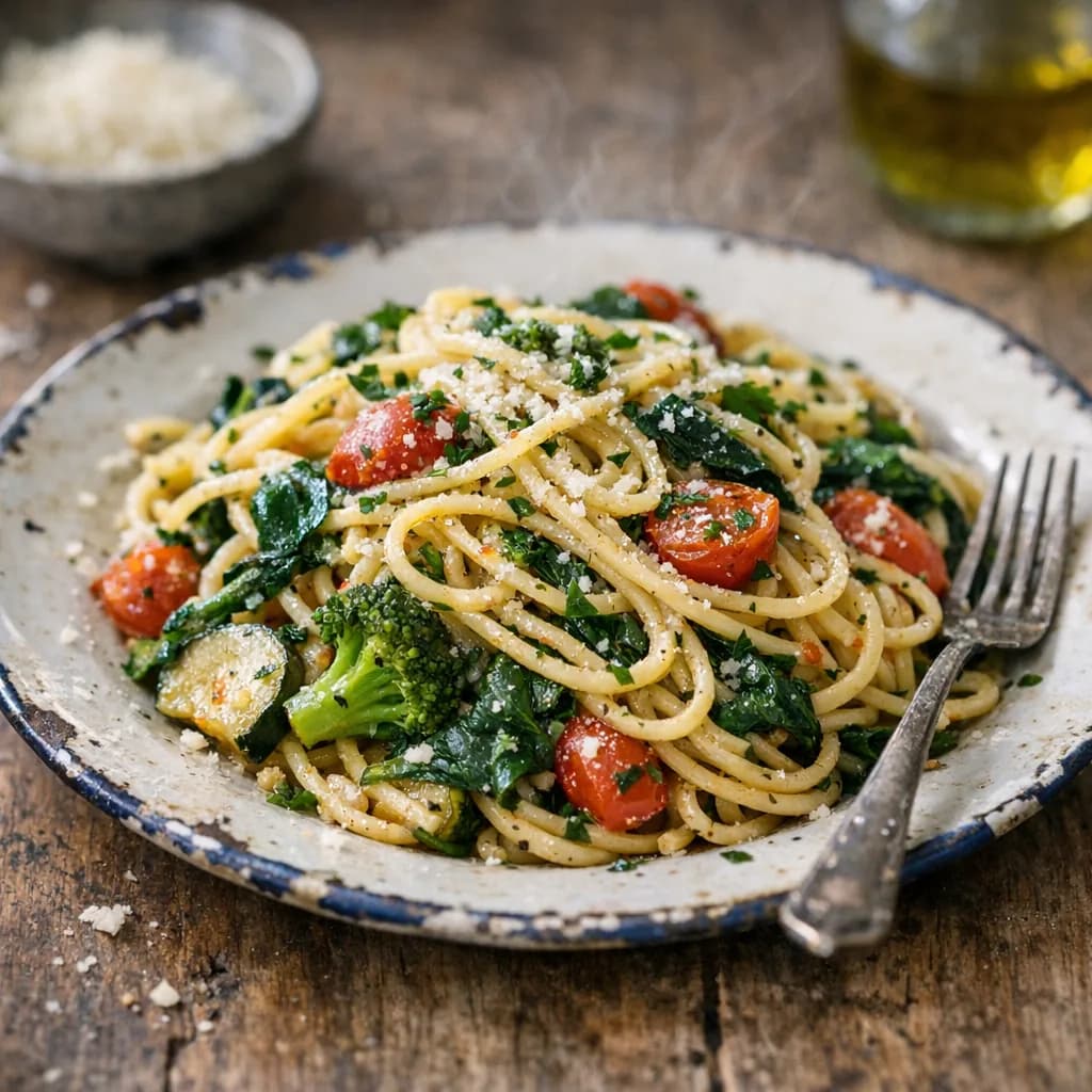 Garlic Parmesan Vegetable Pasta recipe