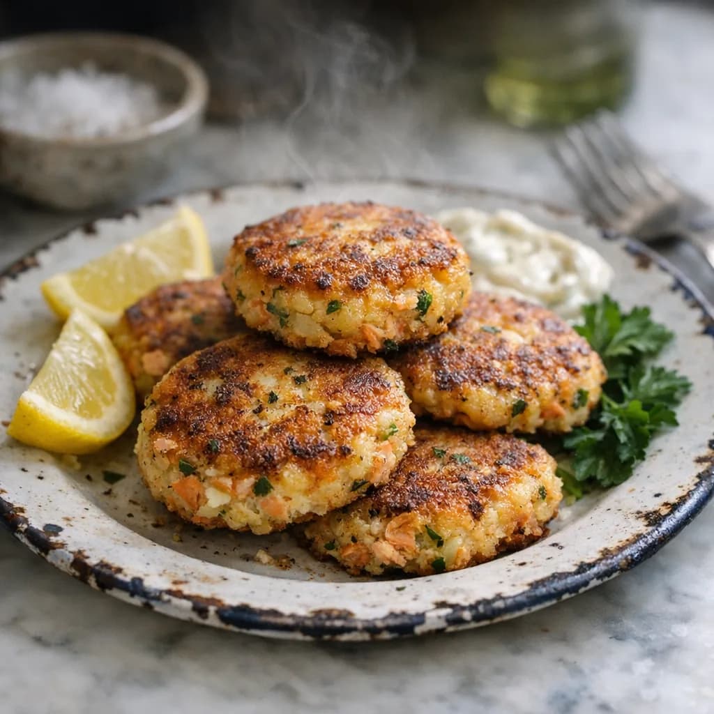 Golden Salmon Potato Cakes recipe