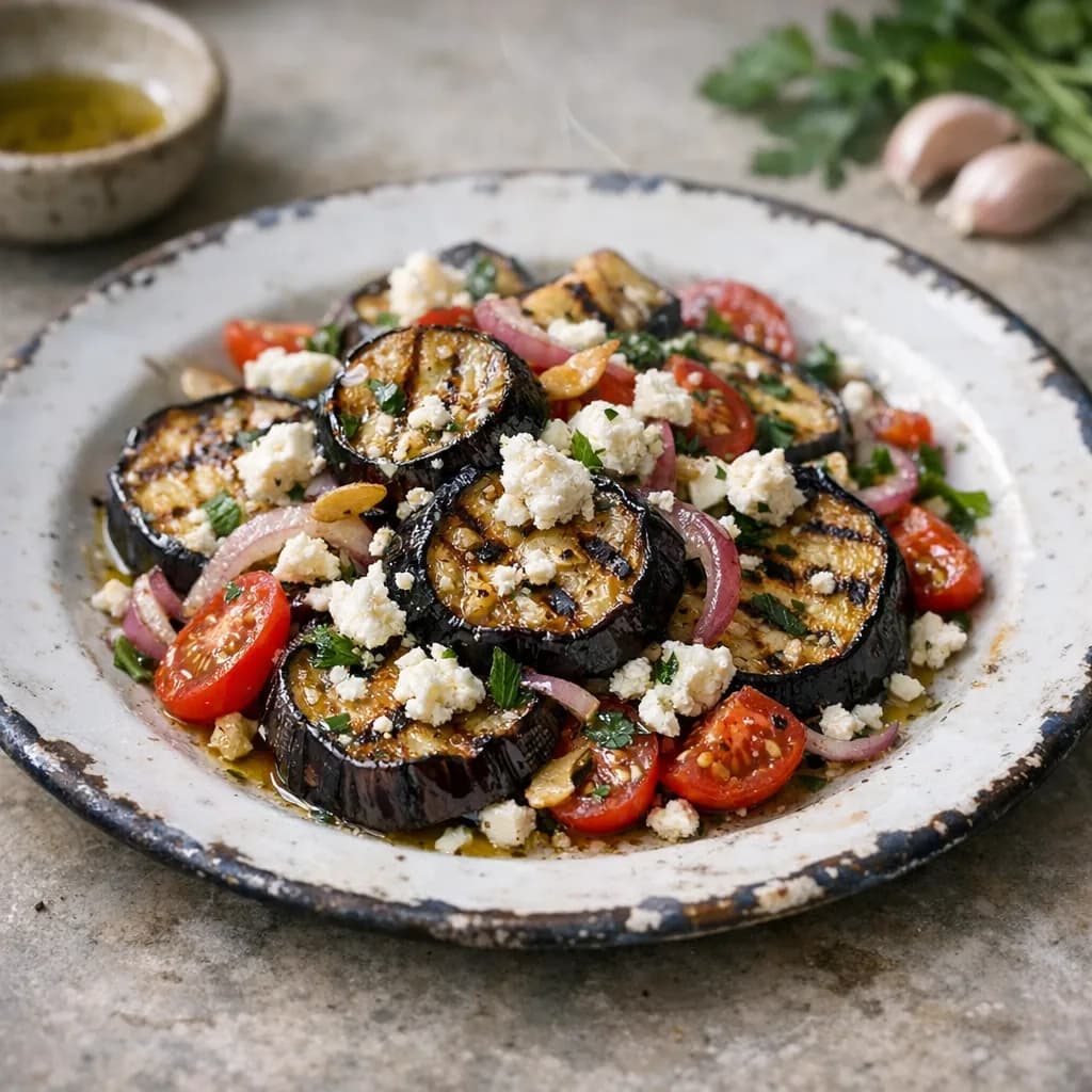 Grilled Eggplant and Feta Salad recipe